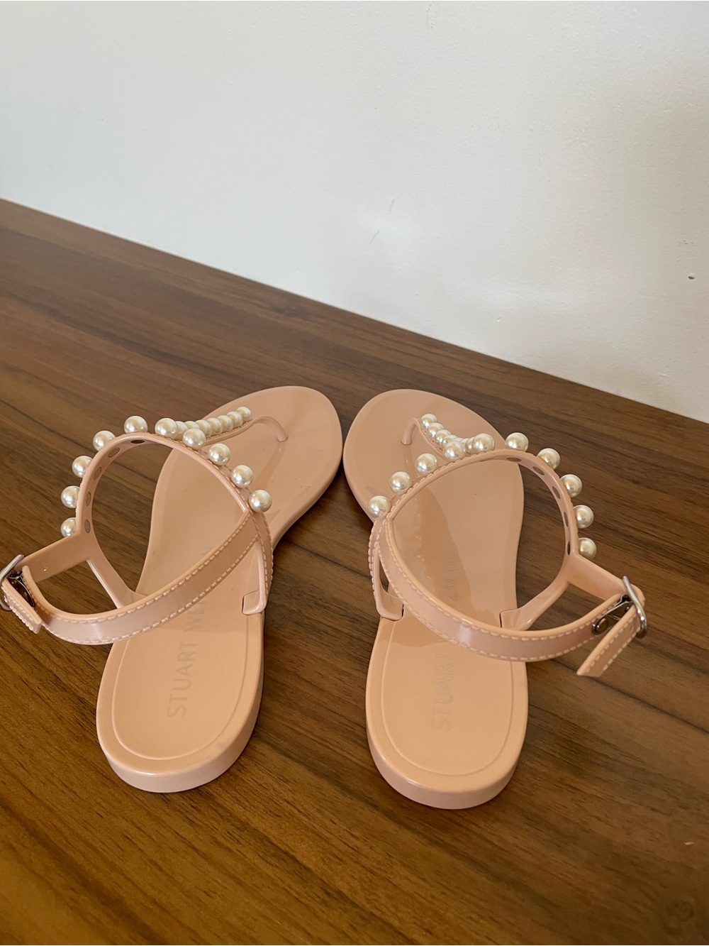 STUART WEITZMAN Goldie Pearl Jelly Sandals Size 7 Nude Blush - Picture 6 of 15
